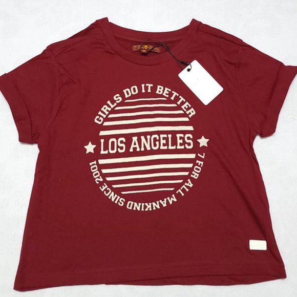 Girl's XL 7 for All Mankind Burgundy "Girls Do It Better" T-Shirt - Picture 1 of 2